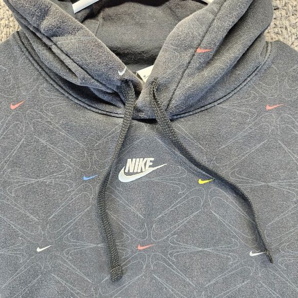 Nike AOP Gel Fleece Black Pullover Hoodie Mens Medium DM7930 010 Center Swoosh - Picture 2 of 9